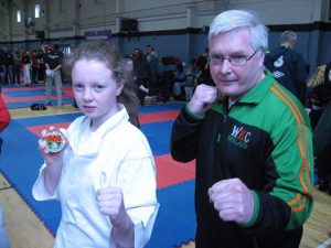 Mollie Carolan World Champion with Sensei Brendan Donnelly 8th Dan